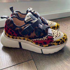 Chloe Sonnie animal print raised-sole trainers